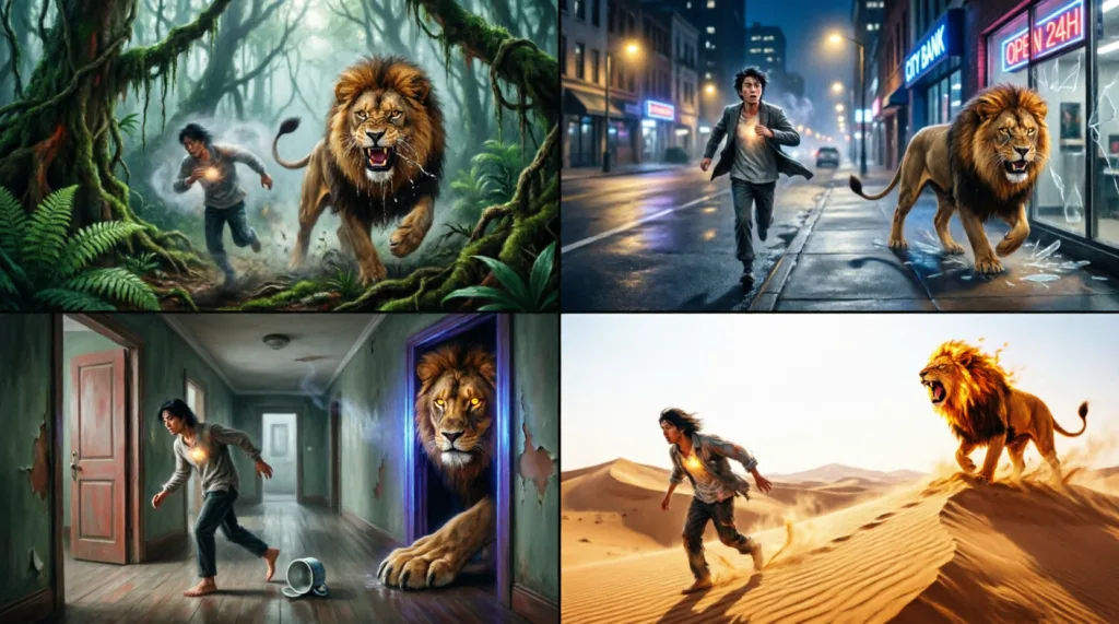 escaping from lion in dream meaning